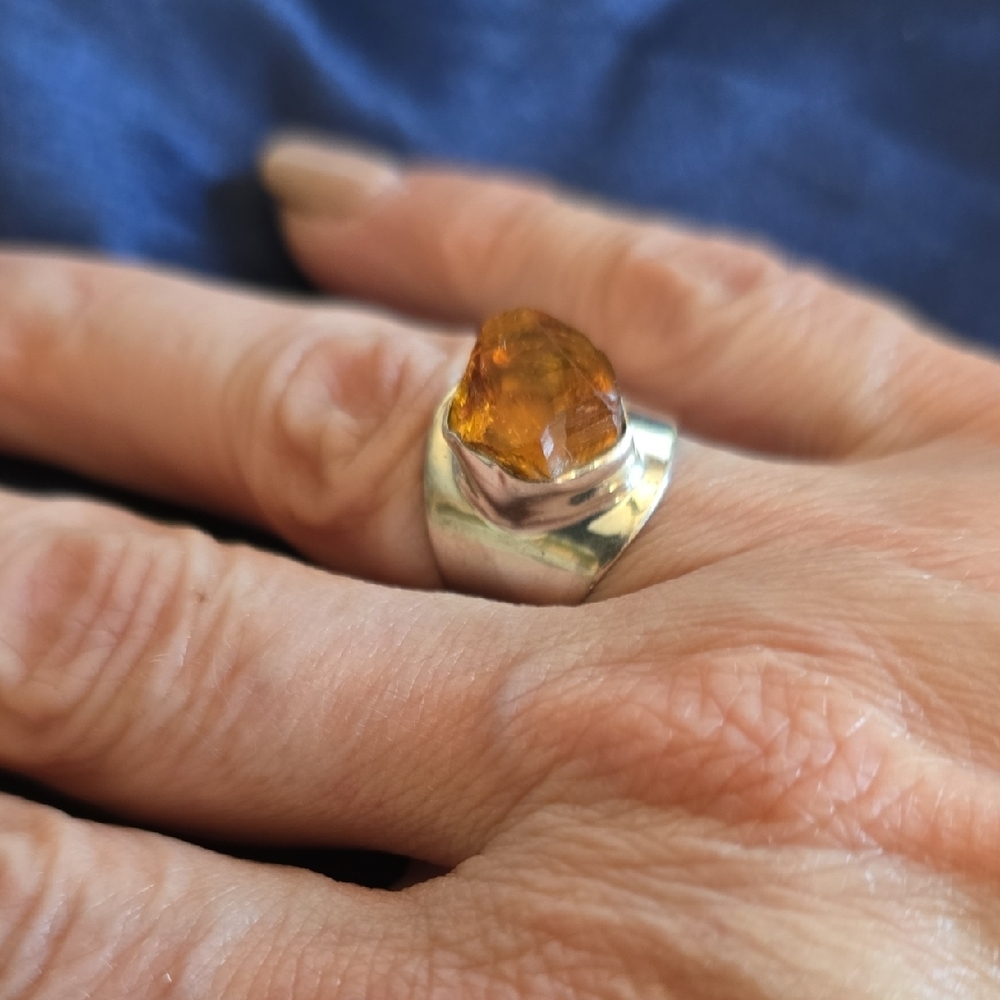 Silver Ring with Amber Stone